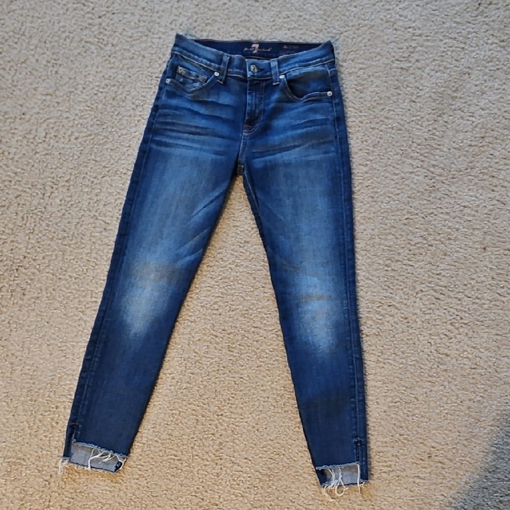 7 For All Mankind Indigo High Rise Skinny Jeans